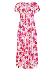 Yours Curve Pink Boho Bardot Maxi Dress - Image 5 of 5