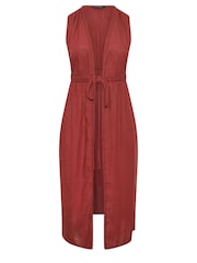 Yours Curve Orange LIMITED COLLECTION  Crinke Linen Kimono - Image 2 of 2