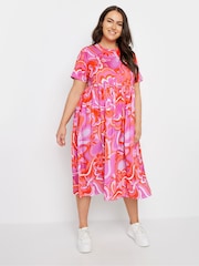 Yours Curve Pink Throw On Smock Dress - Image 1 of 5