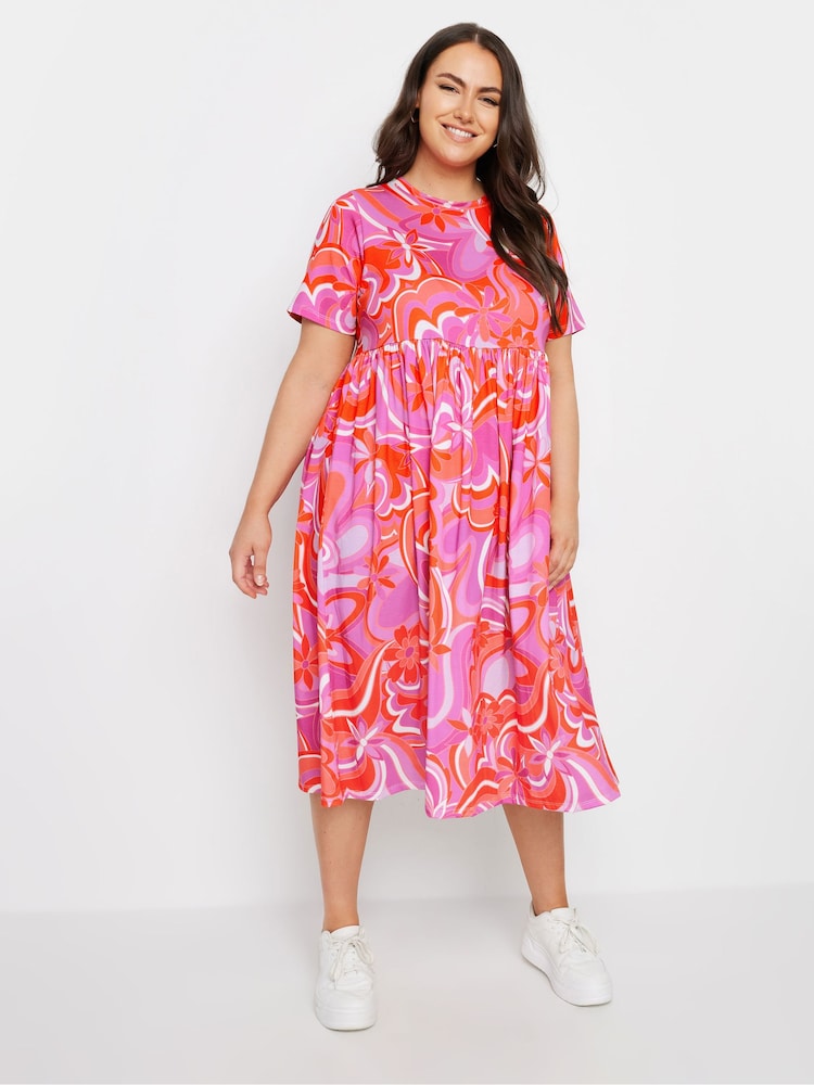 Yours Curve Pink Throw On Smock Dress - Image 1 of 5