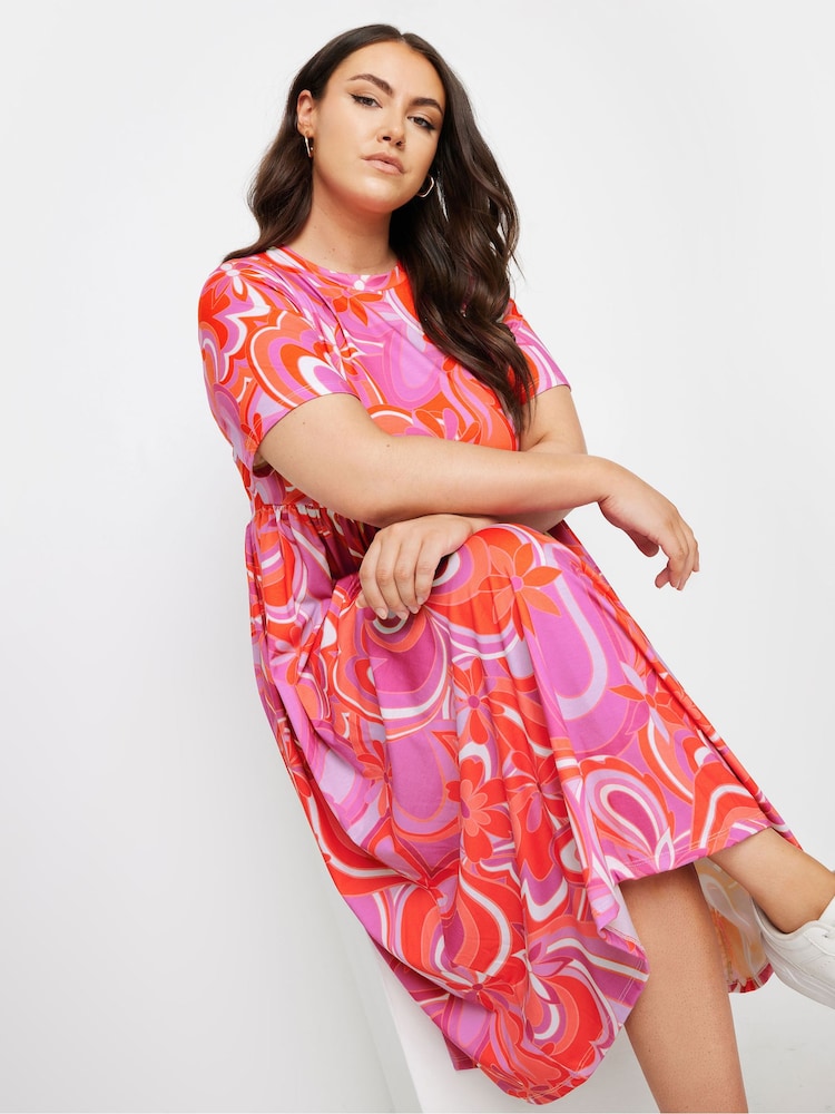 Yours Curve Pink Throw On Smock Dress - Image 2 of 5