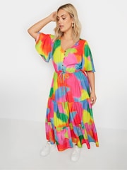 Yours Curve Pink Angel Sleeve Maxi Dress - Image 2 of 5