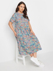 Yours Curve Blue Throw On Smock Dress - Image 1 of 5