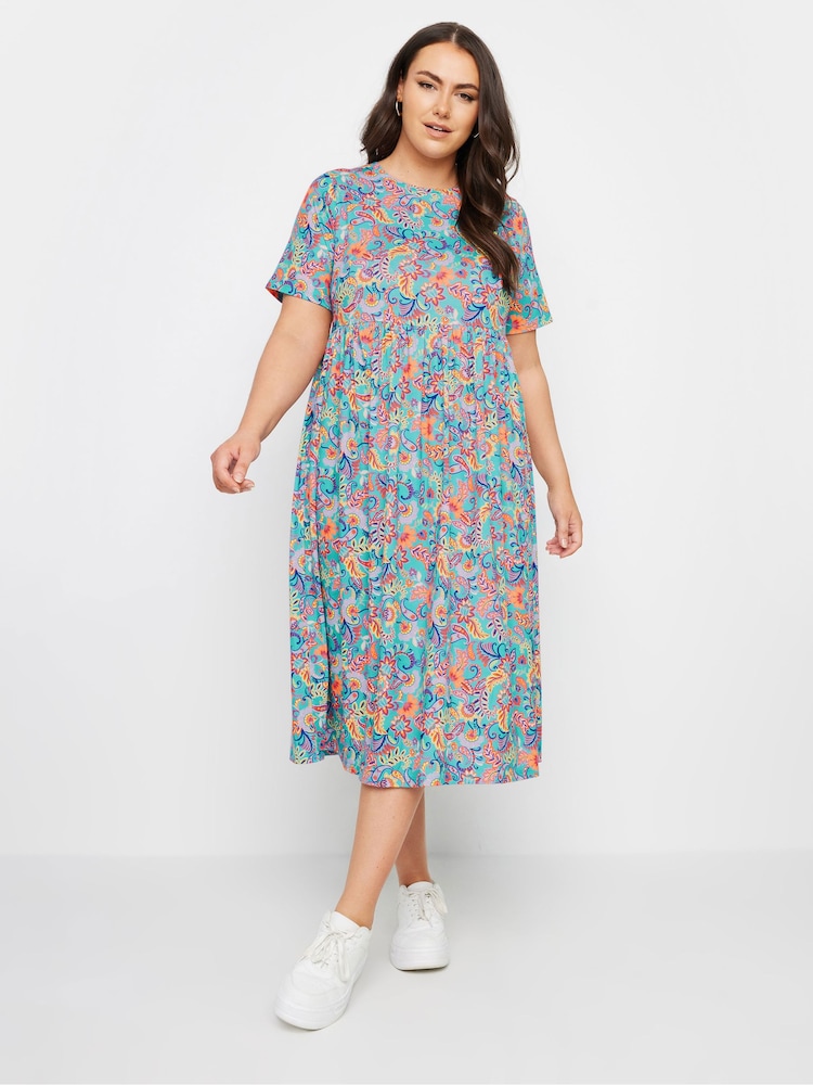 Yours Curve Blue Throw On Smock Dress - Image 2 of 5
