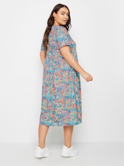 Yours Curve Blue Throw On Smock Dress - Image 3 of 5