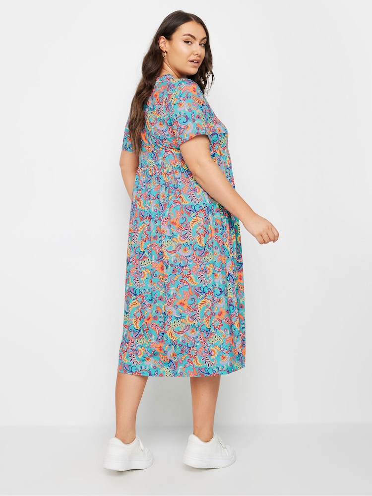 Yours Curve Blue Throw On Smock Dress - Image 3 of 5