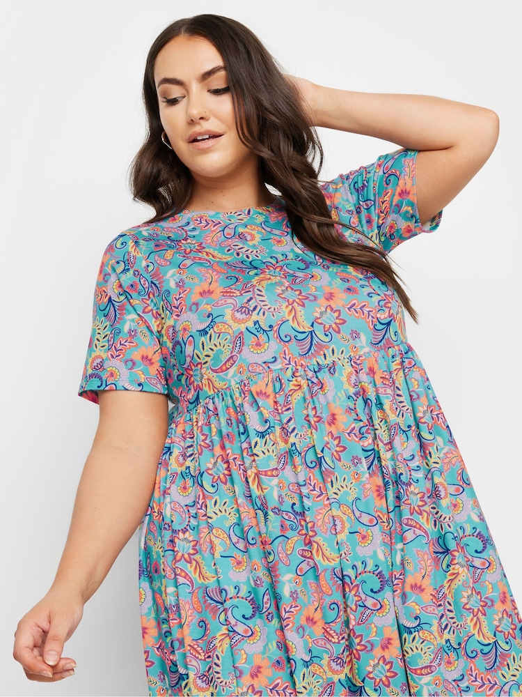 Yours Curve Blue Throw On Smock Dress - Image 4 of 5