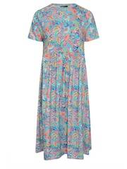 Yours Curve Blue Throw On Smock Dress - Image 5 of 5
