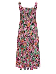 Yours Curve Black Shirred Strappy Tiered Maxi Dress - Image 7 of 7