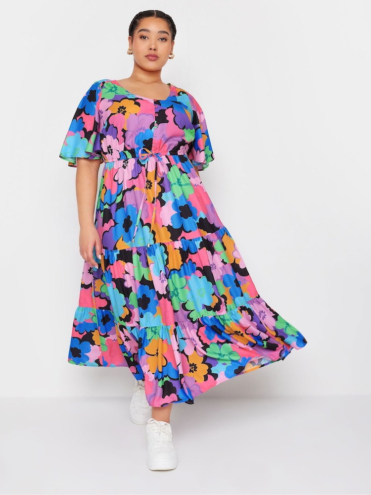 Yours Curve Purple Angel Sleeve Maxi Dress - Image 1 of 5 Yours Curve Purple Angel Sleeve Maxi Dress - Image 1 of 5