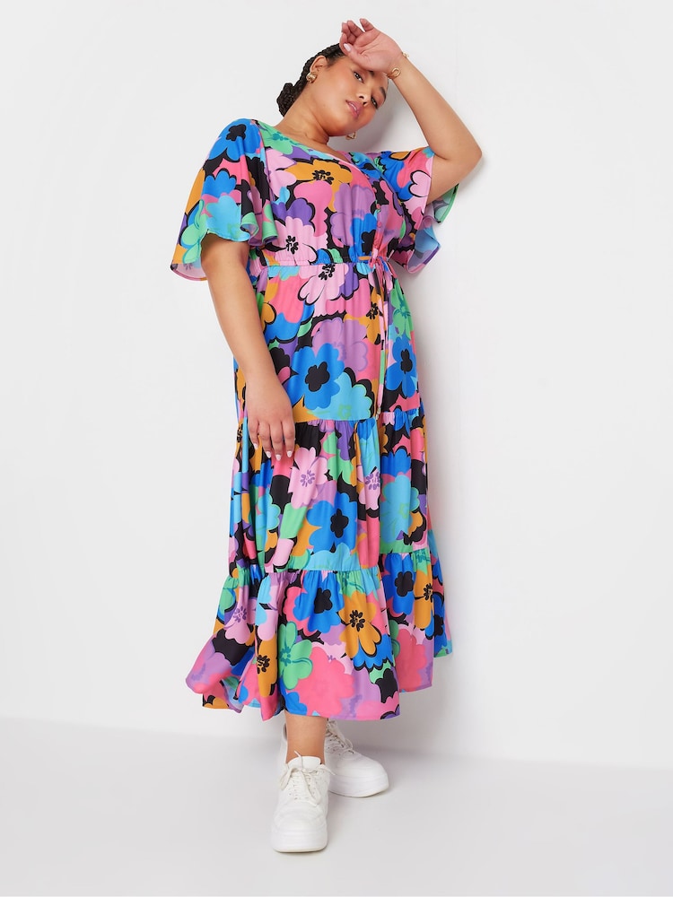 Yours Curve Purple Angel Sleeve Maxi Dress - Image 2 of 5