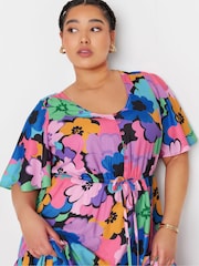 Yours Curve Purple Angel Sleeve Maxi Dress - Image 4 of 5