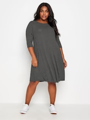 Yours Curve Black Black Polka Dot Pocket Dress - Image 2 of 4