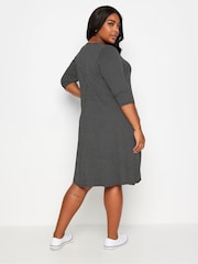 Yours Curve Black Black Polka Dot Pocket Dress - Image 3 of 4