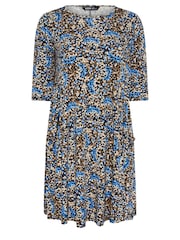 Yours Curve Blue Black Polka Dot Pocket Dress - Image 5 of 5