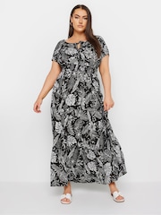 Yours Curve Black Boho Bardot Maxi Dress - Image 1 of 5