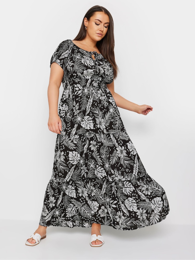 Yours Curve Black Boho Bardot Maxi Dress - Image 2 of 5