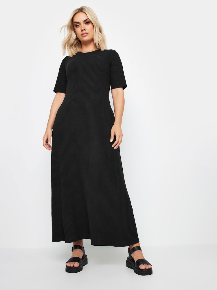 Yours Curve Black & Brown Stripe Ribbed Swing Maxi Dresses 2 Pack - Image 3 of 8