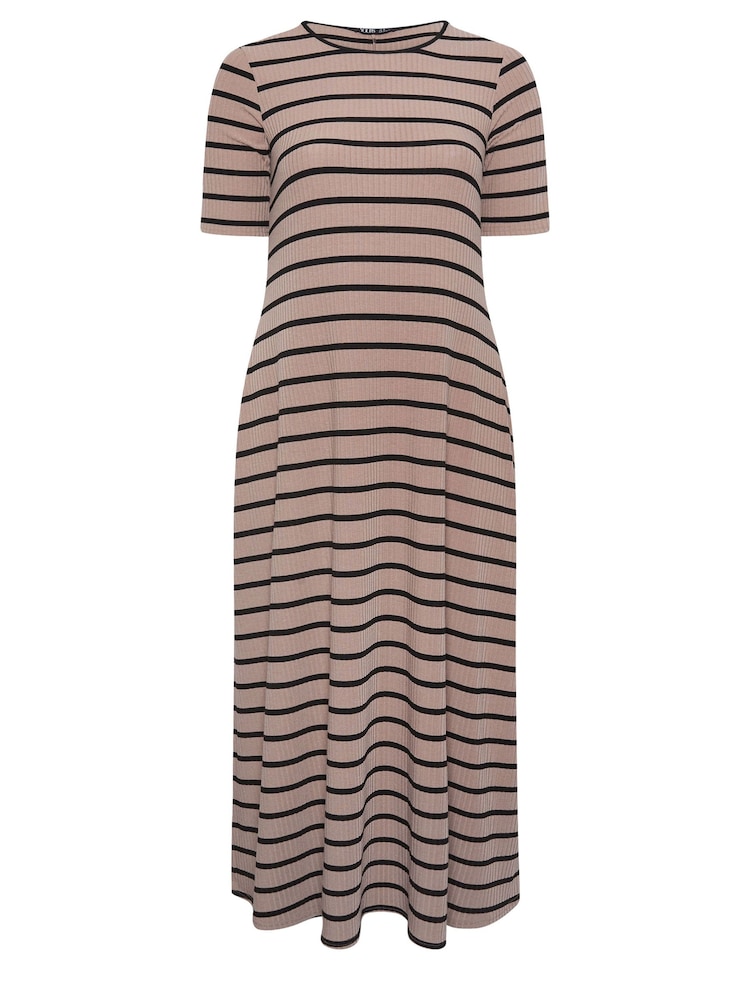 Black & Brown Stripe - Yours Curve Ribbed Swing Maxi Dresses 2 Pack - Imagen 8 de 8 Black & Brown Stripe - Yours Curve Ribbed Swing Maxi Dresses 2 Pack - Imagen 8 de 8