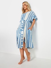 Yours Curve Blue Print Embroidered Maxi Dress - Image 1 of 5