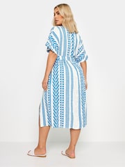 Yours Curve Blue Print Embroidered Maxi Dress - Image 3 of 5