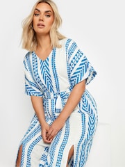 Yours Curve Blue Print Embroidered Maxi Dress - Image 4 of 5