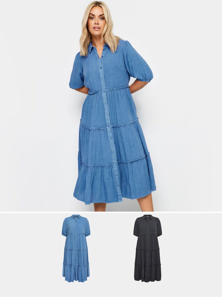 Yours Curve Blue Acid Wash Shirt Dresses 2 Pack - Image 1 of 1