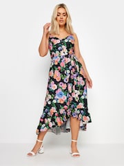 Yours Curve Black Frill Hem Dress - Image 1 of 5