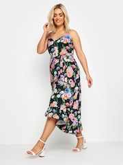 Yours Curve Black Frill Hem Dress - Image 2 of 5