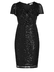 Yours Curve Black Sequin Wrap Shift Dress - Image 6 of 6
