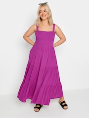 Yours Curve Purple Tiered Maxi Dress - Image 3 of 7
