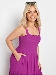 Yours Curve Purple Tiered Maxi Dress - Image 6 of 7