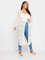 Yours Curve White Maxi Crochet Cardigan - Image 2 of 5