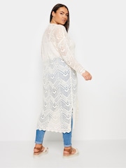 Yours Curve White Maxi Crochet Cardigan - Image 3 of 5