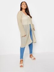 Yours Curve Natural Midi Pointelle Cardigan - Image 1 of 5