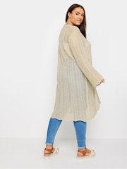 Yours Curve Natural Midi Pointelle Cardigan - Image 3 of 5