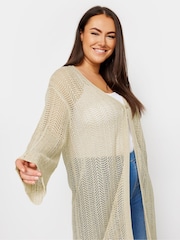 Yours Curve Natural Midi Pointelle Cardigan - Image 4 of 5