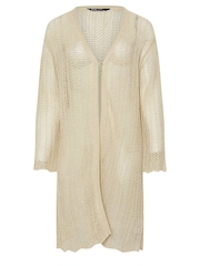 Yours Curve Natural Midi Pointelle Cardigan - Image 5 of 5