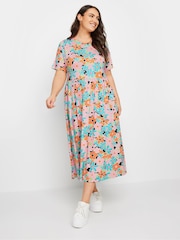 Yours Curve Multi Throw On Smock Dress - Image 2 of 5