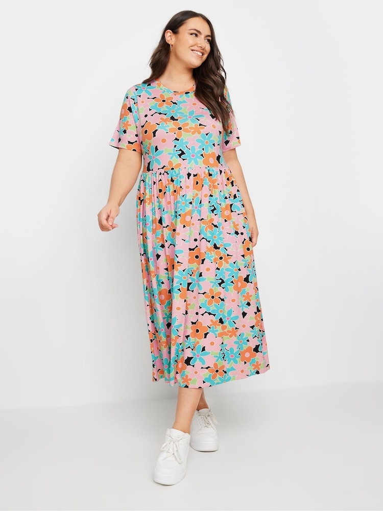 Yours Curve Multi Throw On Smock Dress - Image 2 of 5