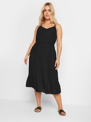 Yours Curve Black Crochet Crinkle Midaxi Dress - Image 3 of 5
