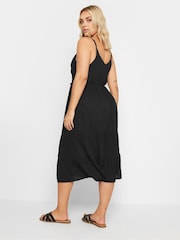 Yours Curve Black Crochet Crinkle Midaxi Dress - Image 4 of 5
