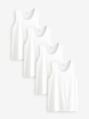White 100% Cotton Vests 4 Pack - Image 1 of 11