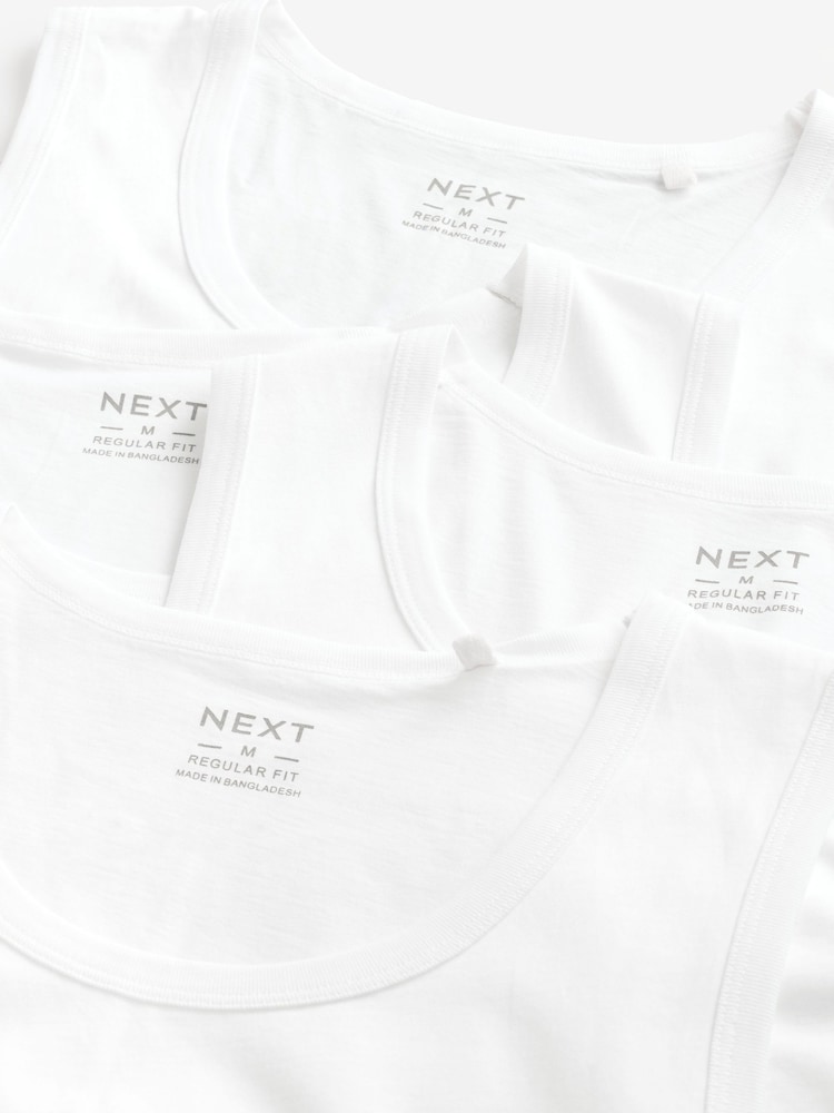 White 100% Cotton Vests 4 Pack - Image 11 of 11
