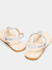 Long Tall Sally Silver Diamante Embellished Leather Sandals In Standard Fit - Image 4 of 5