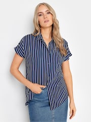 Long Tall Sally Blue Stripe Grown On Sleeve Shirt - Image 1 of 5