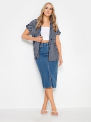 Long Tall Sally Blue Stripe Grown On Sleeve Shirt - Image 2 of 5