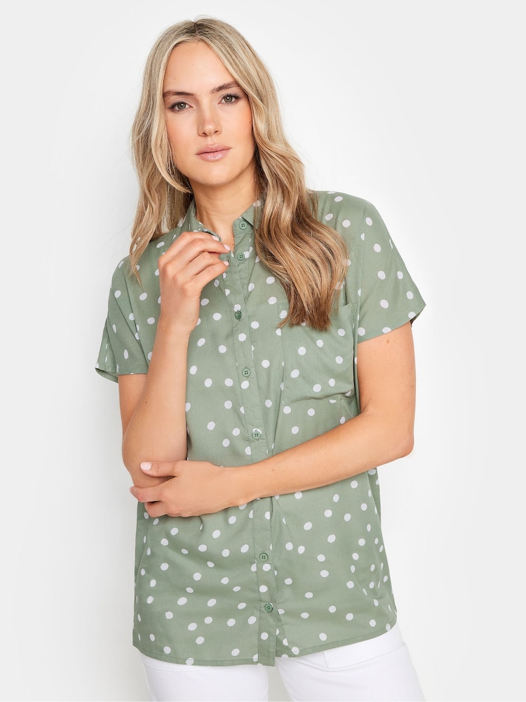 Long Tall Sally Green Spot Grown On Sleeve Shirt - Image 1 of 5