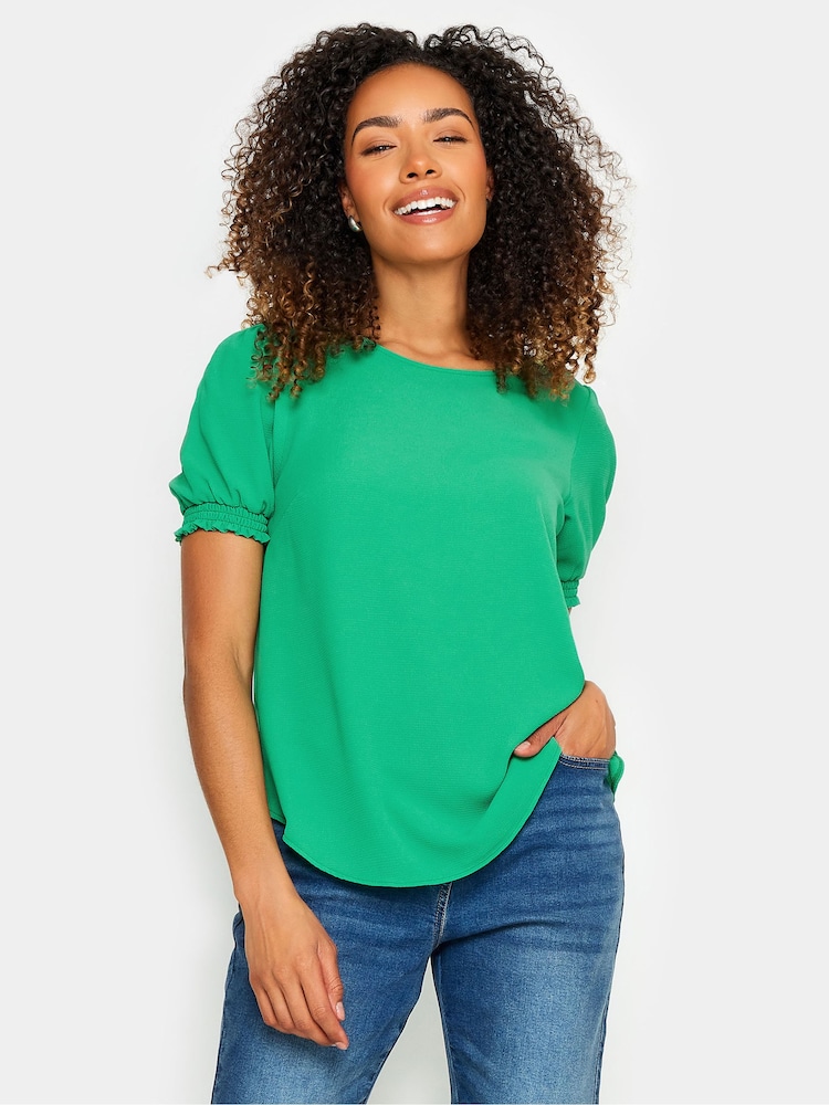 Verde - M&Co Shirred Short Sleeve Top - Imagen 1 de 5 Verde - M&Co Shirred Short Sleeve Top - Imagen 1 de 5