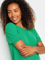 Verde - M&Co Shirred Short Sleeve Top - Imagen 4 de 5